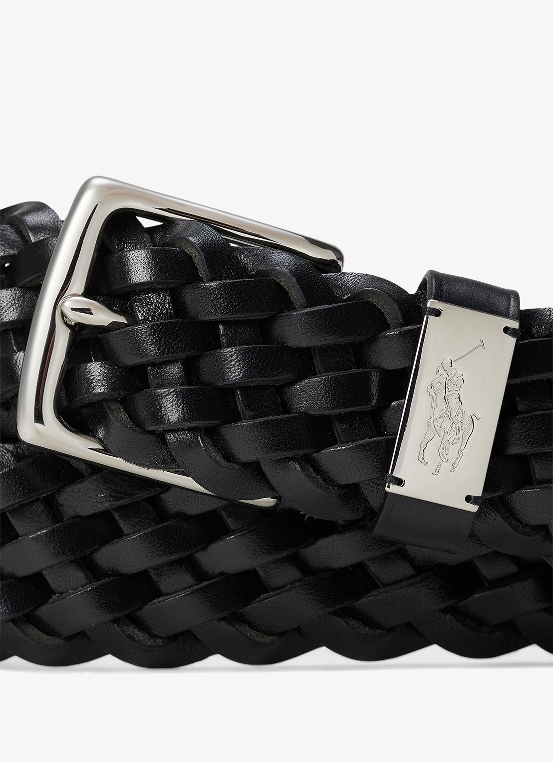 Ralph Lauren Gevlochten riem van leer - detail 2 black / zwart
