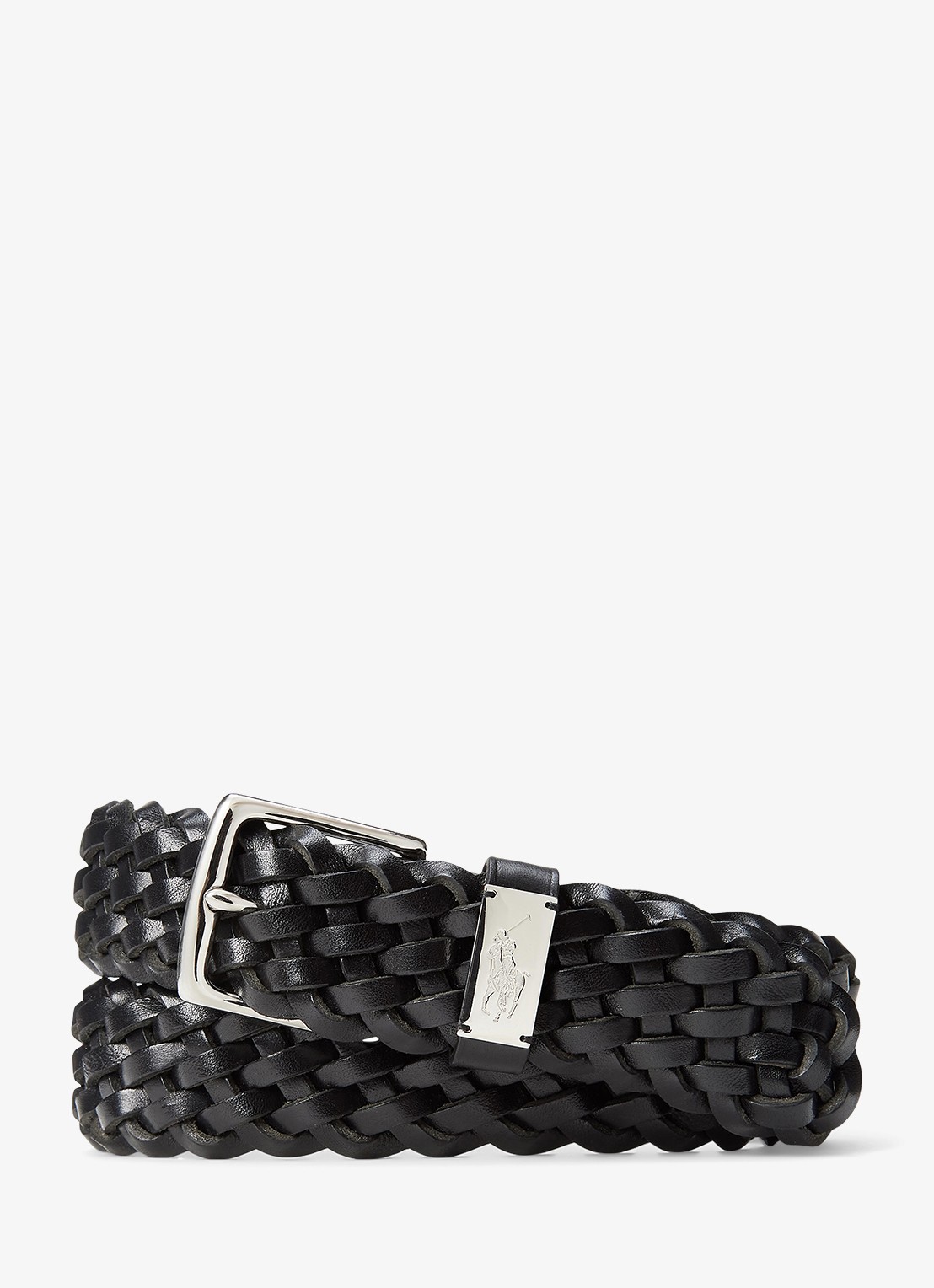 Ralph Lauren Gevlochten riem van leer - voorkant black / zwart