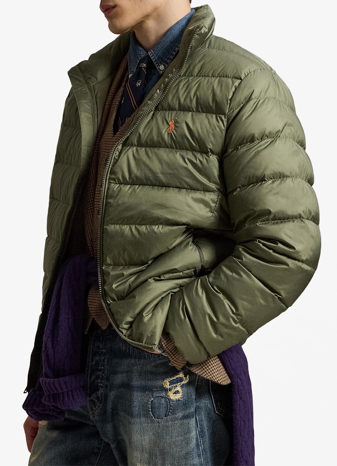 Ralph Lauren Gevoerde performance bodywarmer met rits - voorkant 5 cruise olive / olijfgroen