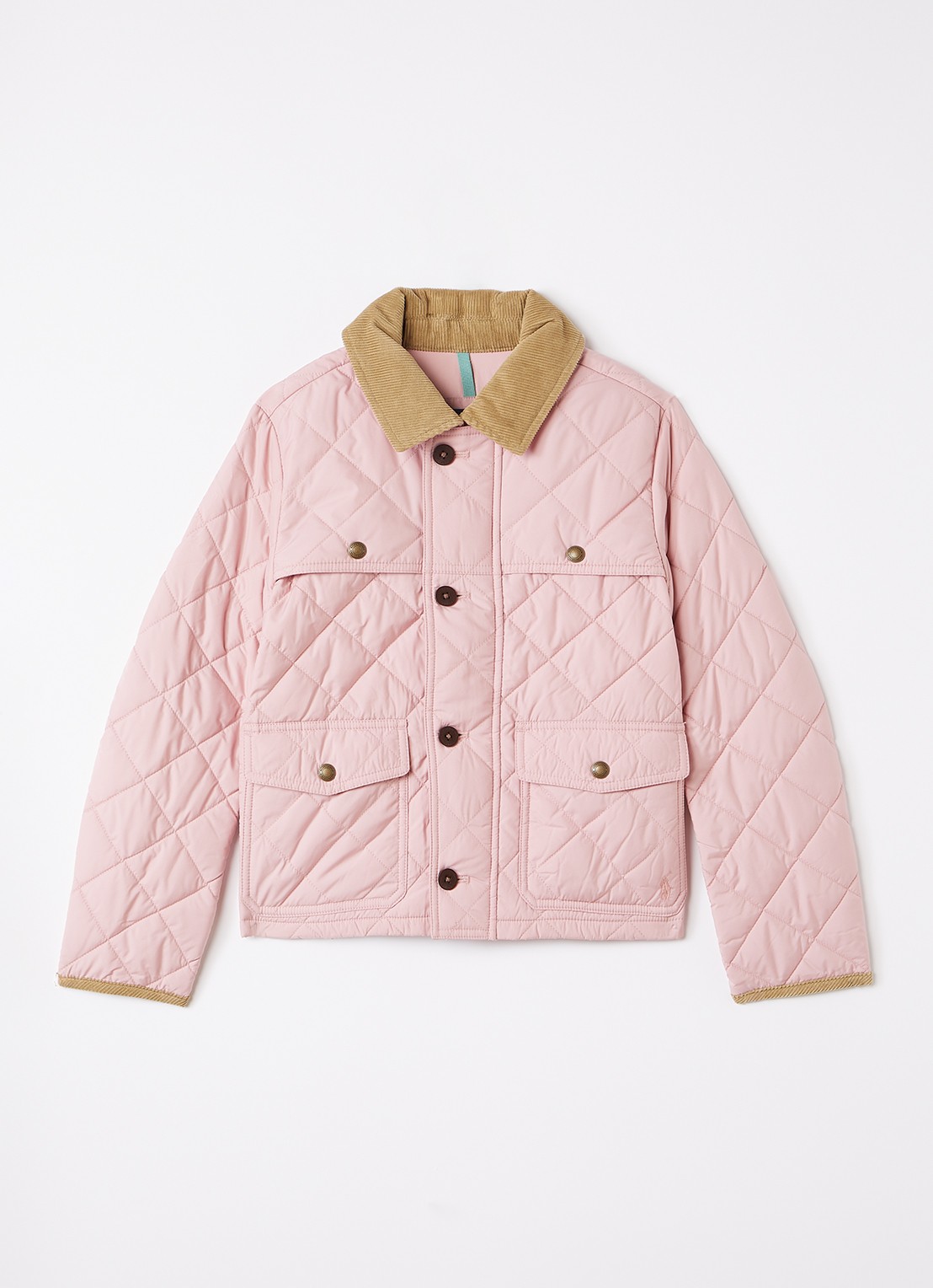 Ralph Lauren Gewatteerd barn jack met quilt patroon - voorkant 2 zalmroze