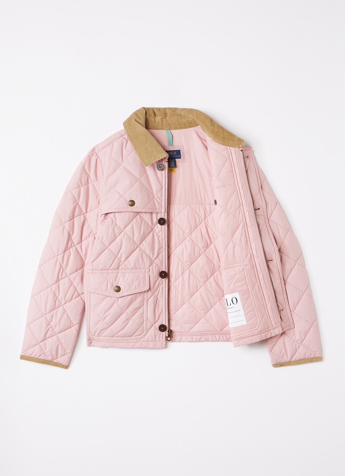 Ralph Lauren Gewatteerd barn jack met quilt patroon - voorkant 3 zalmroze