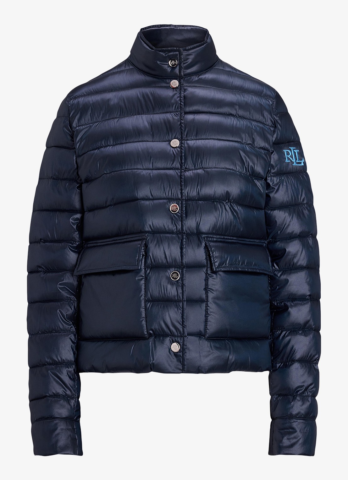Ralph Lauren Gewatteerd jack met donsvulling en klepzakken - voorkant dk navy-2xea / blauw