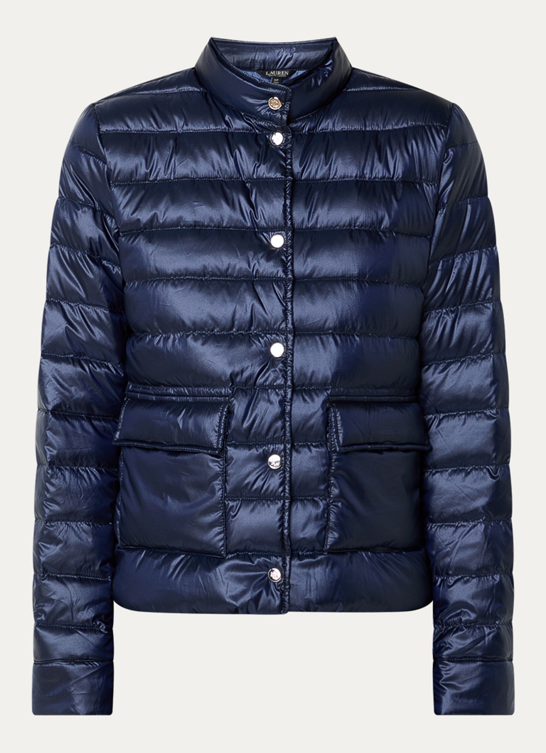 Ralph Lauren Gewatteerd jack met donsvulling en klepzakken - voorkant 3 dk navy-2xea / blauw