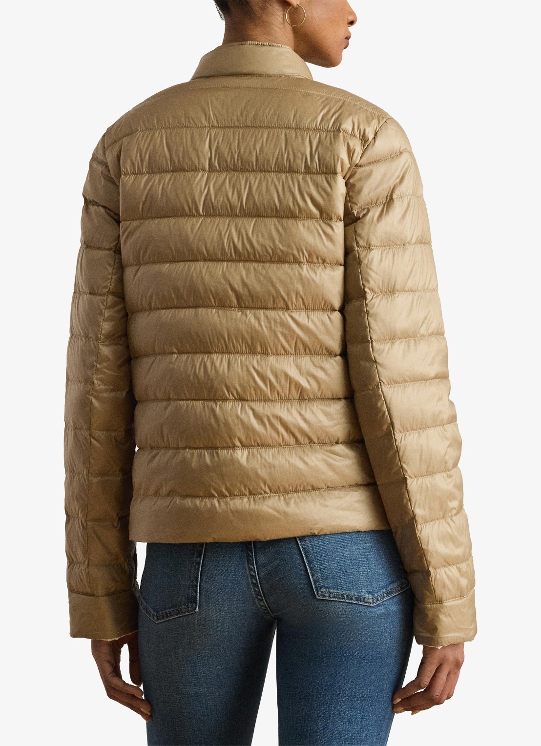 Ralph Lauren Gewatteerd jack met donsvulling en klepzakken - achterkant 5 birch tan-30ph / beige
