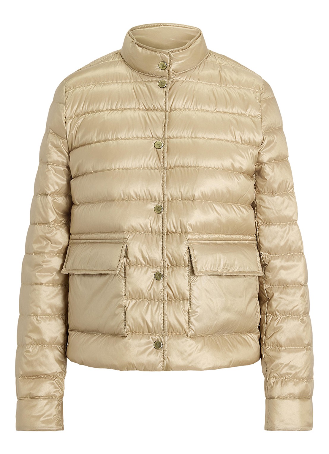 Ralph Lauren Gewatteerd jack met donsvulling en klepzakken - voorkant birch tan-30ph / beige