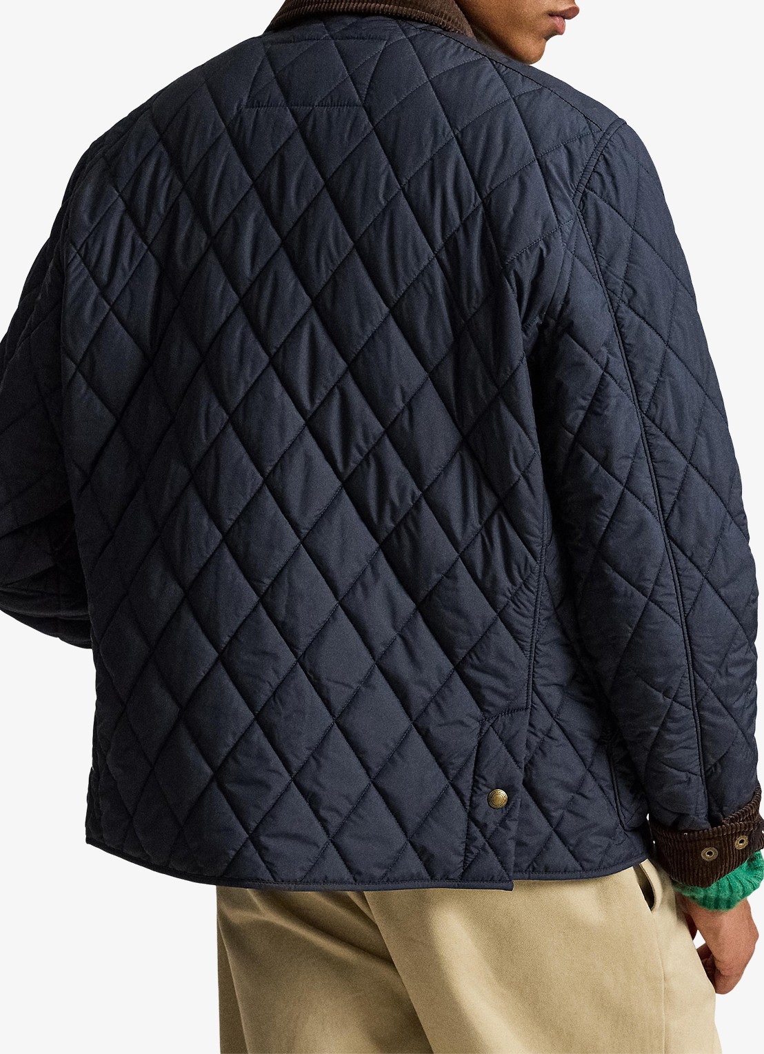 Ralph Lauren Gewatteerd jack met quilt patroon en corduroy kraag - achterkant college navy fa22-3txn / donkerblauw