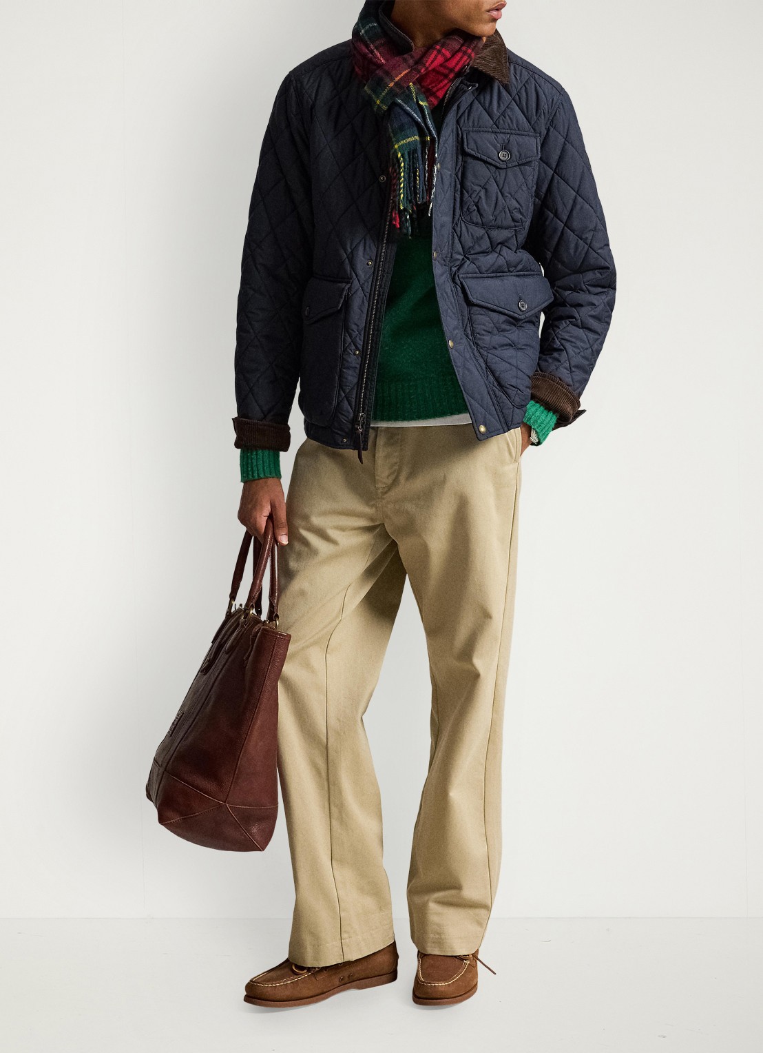 Ralph Lauren Gewatteerd jack met quilt patroon en corduroy kraag - detail 6 college navy fa22-3txn / donkerblauw