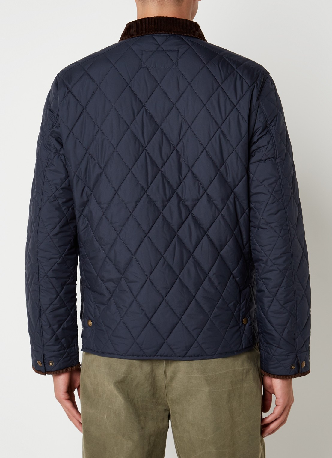 Ralph Lauren Gewatteerd jack met quilt patroon en corduroy kraag - achterkant 2 college navy fa22-3txn / donkerblauw