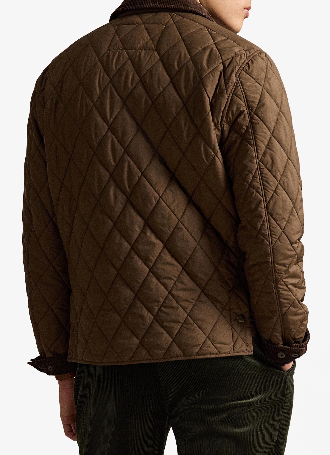 Ralph Lauren Gewatteerd jack met quilt patroon en corduroy kraag - achterkant 5 nutmeg brwn / bruin