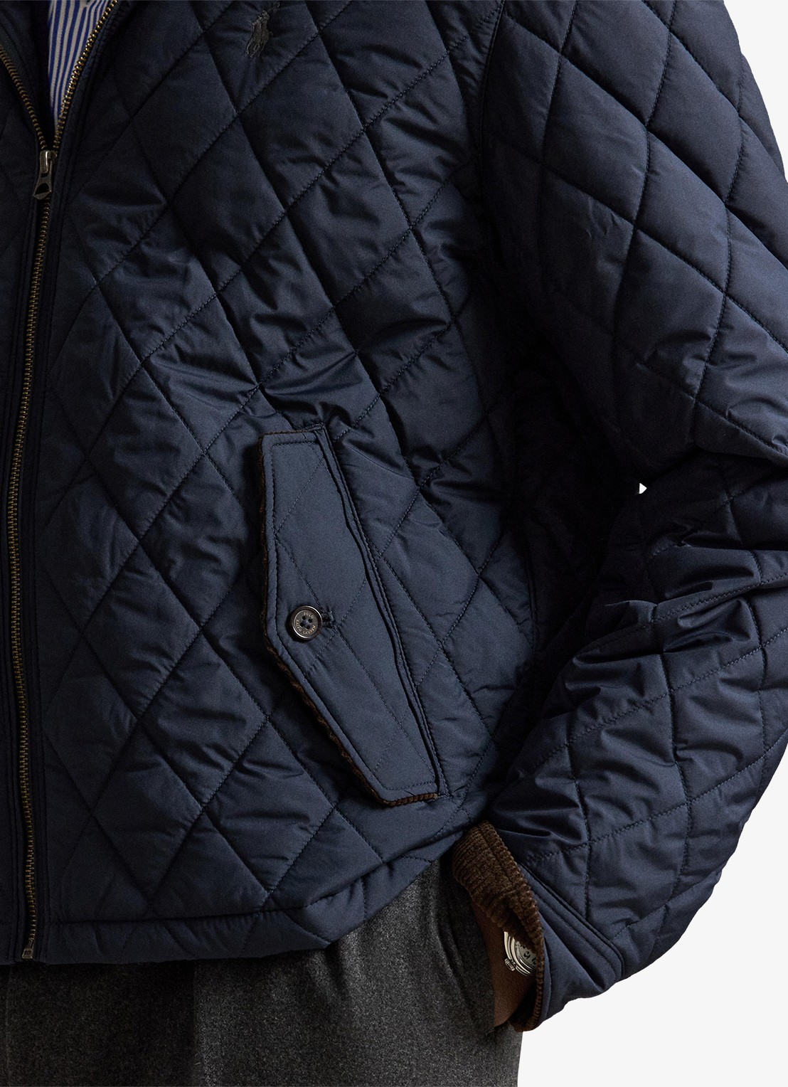 Ralph Lauren Gewatteerd jack met quilt patroon - detail 5 college navy/charcoal / donkerblauw