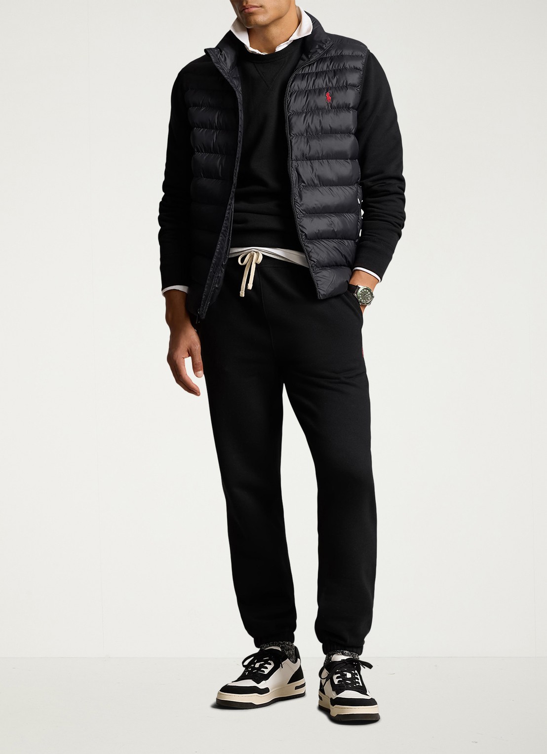 Ralph Lauren Gewatteerde bodywarmer met ritszakken  - voorkant 5 zwart