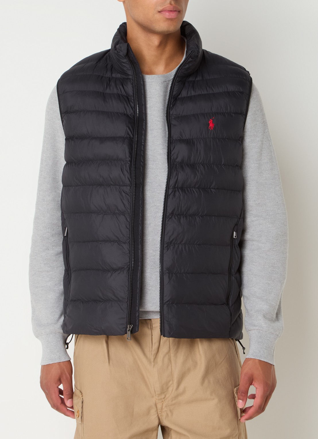 Ralph Lauren Gewatteerde bodywarmer met ritszakken  - detail 3 zwart