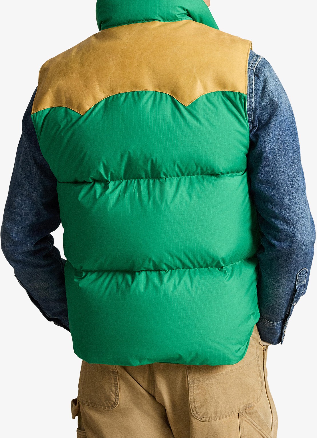 Ralph Lauren Gewatteerde bodywarmer met steekzakken - achterkant stem / groen