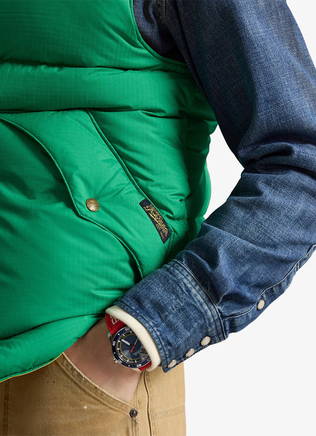 Ralph Lauren Gewatteerde bodywarmer met steekzakken - detail 3 stem / groen