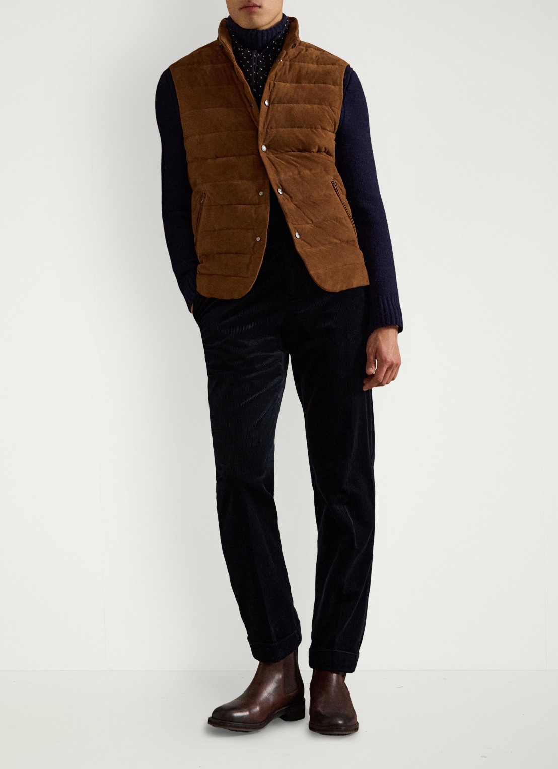 Ralph Lauren Gewatteerde bodywarmer van suède - detail 4 pale russet suede-39wf / bruin