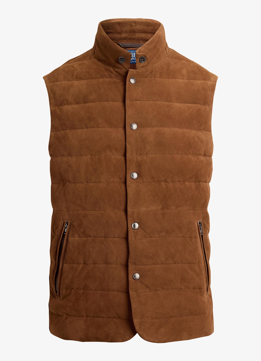 Ralph Lauren Gewatteerde bodywarmer van suède - voorkant 2 pale russet suede-39wf / bruin