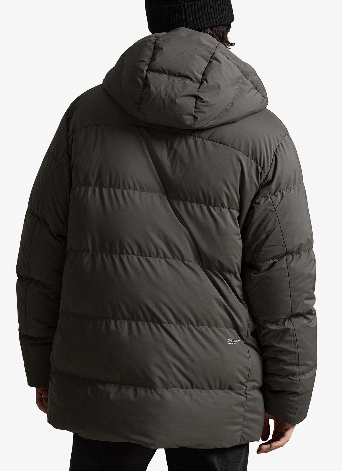 Ralph Lauren Gewatteerde jas met donsvulling en capuchon - achterkant charcoal grey / grijs