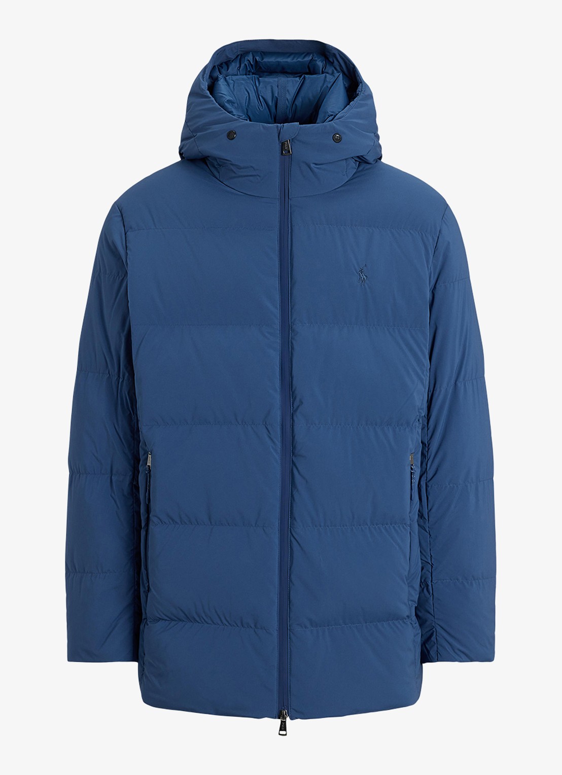 Ralph Lauren Gewatteerde jas met donsvulling en capuchon - voorkant 2 night navy / donkerblauw