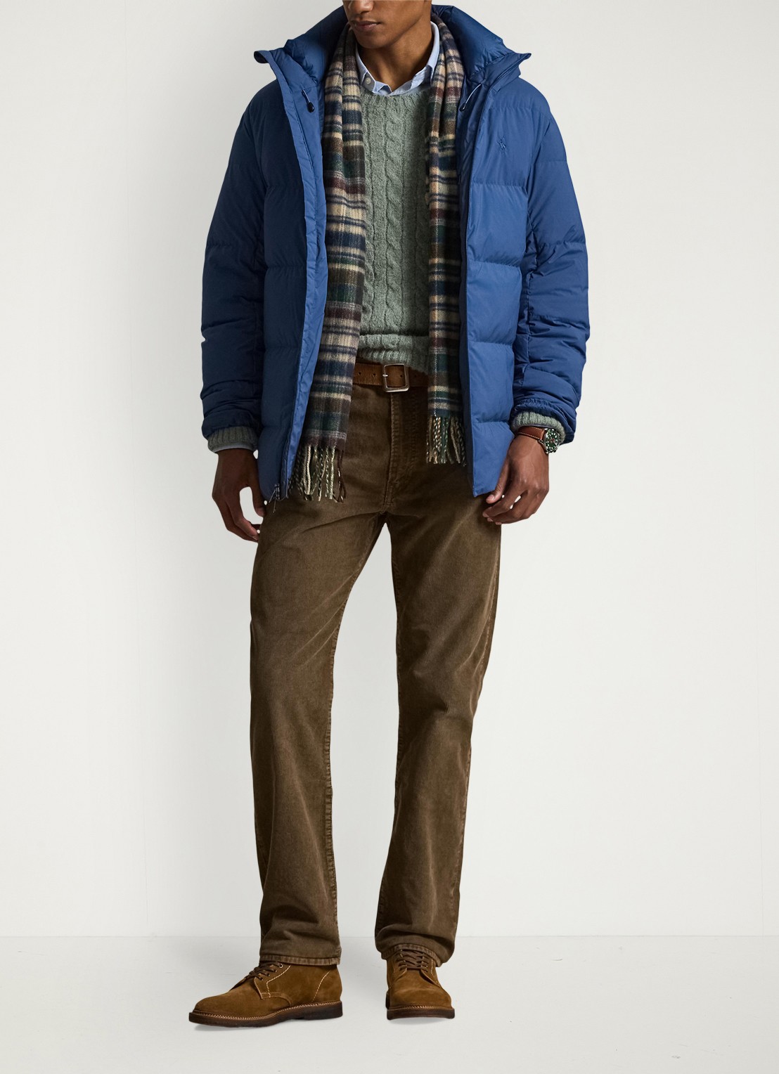 Ralph Lauren Gewatteerde jas met donsvulling en capuchon - voorkant 3 night navy / donkerblauw
