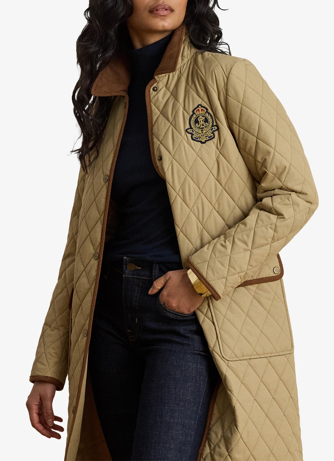Ralph Lauren Gewatteerde jas met quilt patroon - detail 3 birch tan / beige