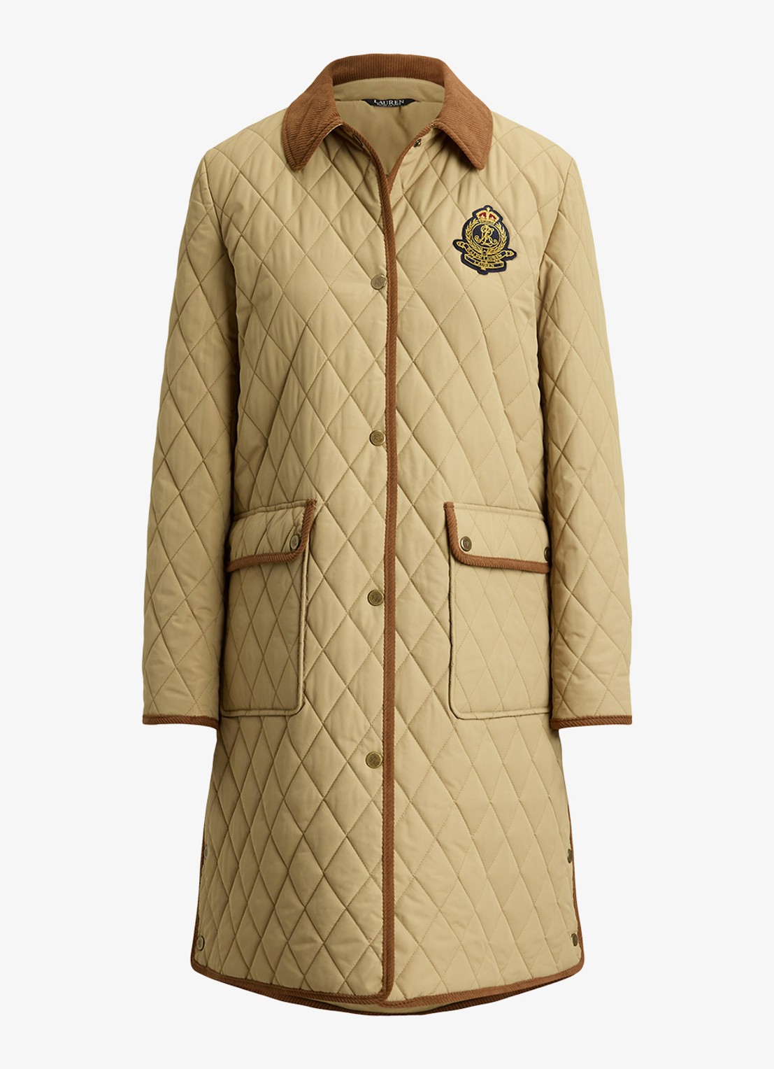 Ralph Lauren Gewatteerde jas met quilt patroon - voorkant birch tan / beige