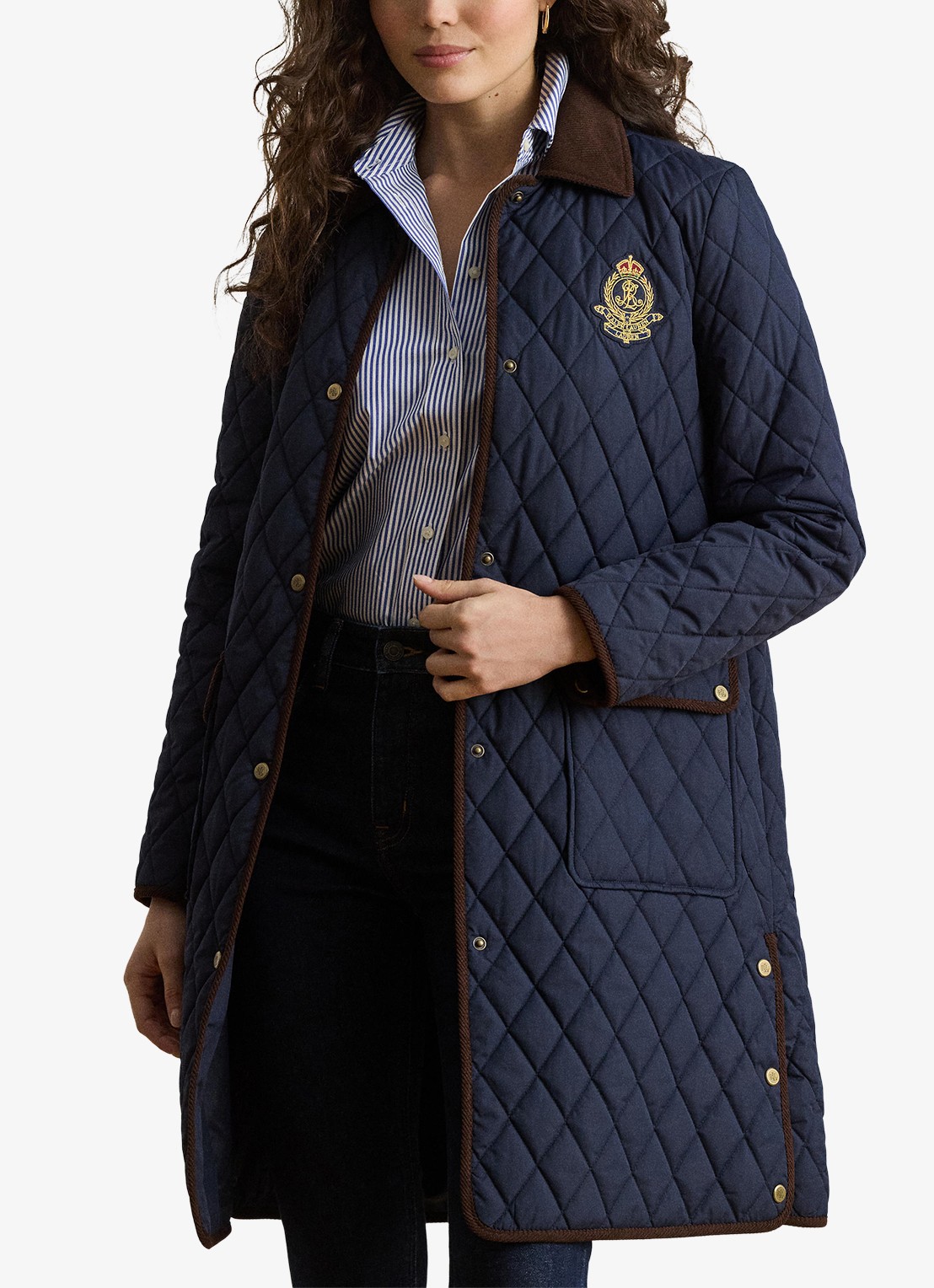 Ralph Lauren Gewatteerde jas met quilt patroon - detail 2 lauren navy / blauw