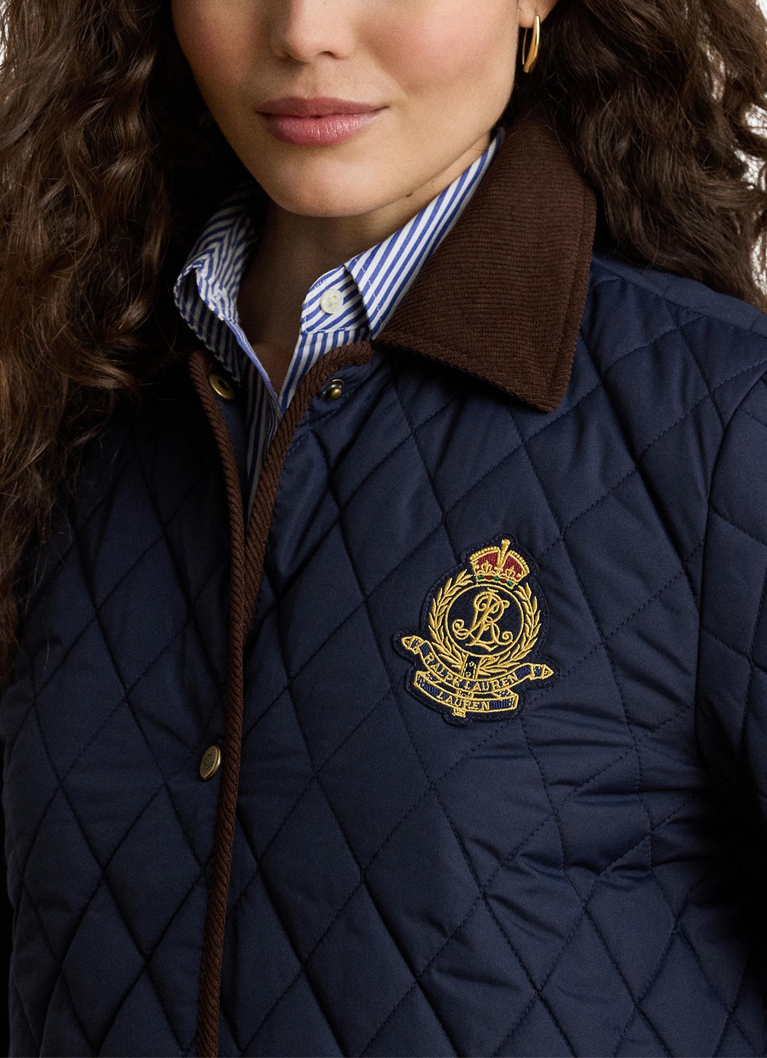 Ralph Lauren Gewatteerde jas met quilt patroon - detail 3 lauren navy / blauw