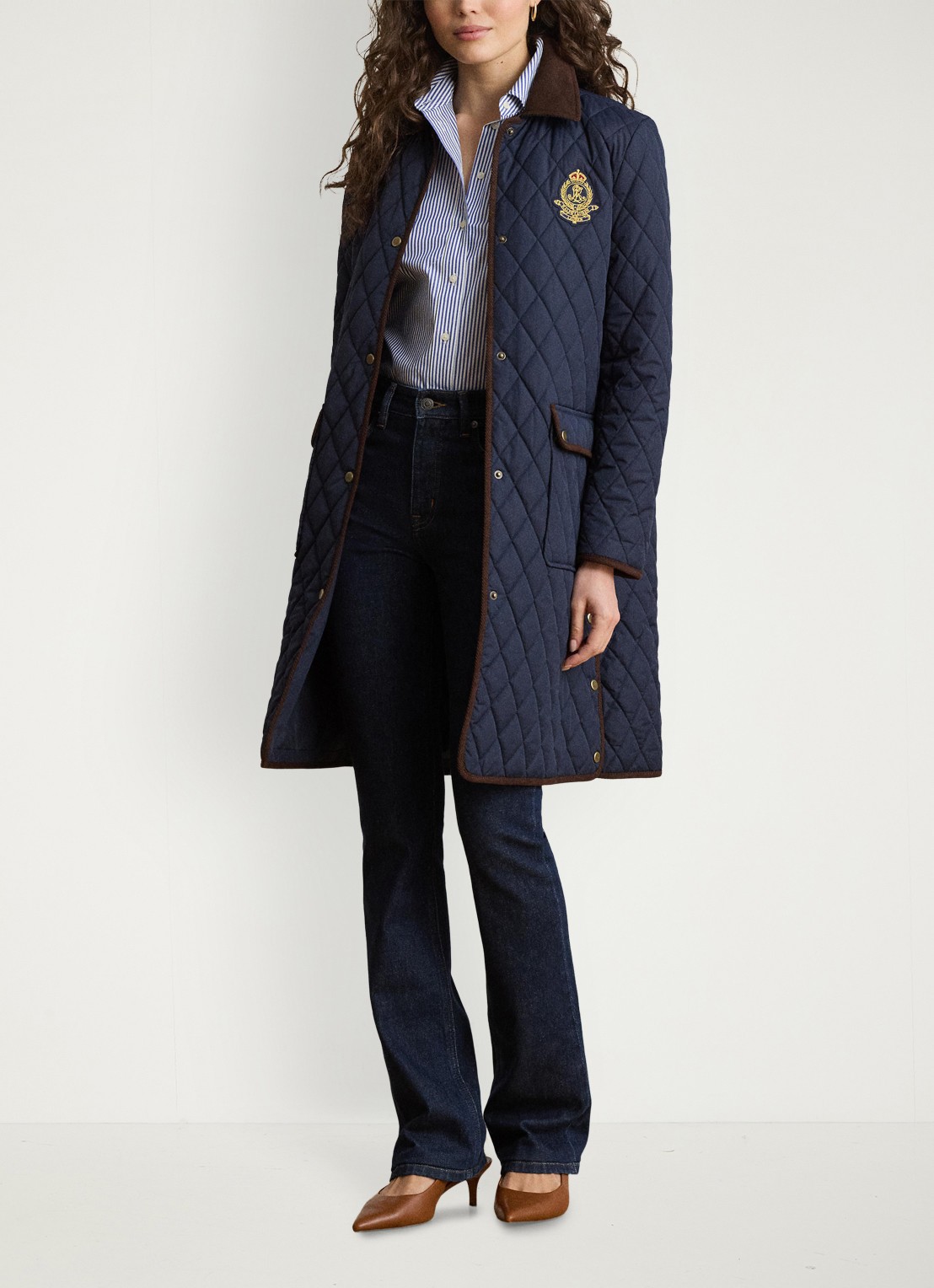 Ralph Lauren Gewatteerde jas met quilt patroon - voorkant 5 lauren navy / blauw