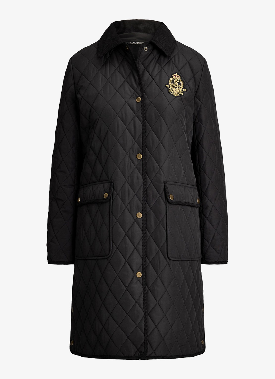 Ralph Lauren Gewatteerde jas met quilt patroon - voorkant zwart