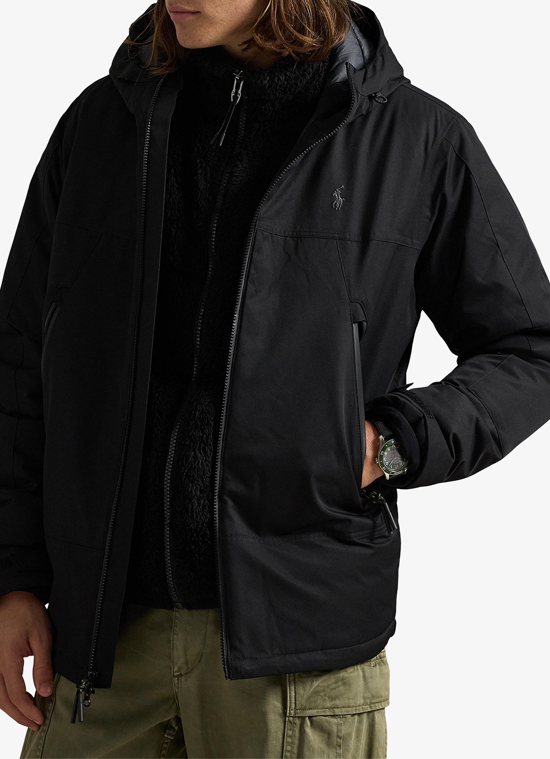 Ralph Lauren Gewatteerde jas met ritszakken - detail 2 polo black / zwart