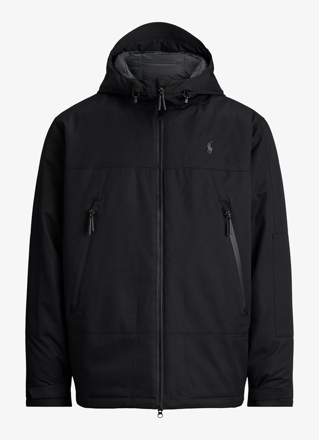 Ralph Lauren Gewatteerde jas met ritszakken - voorkant 5 polo black / zwart