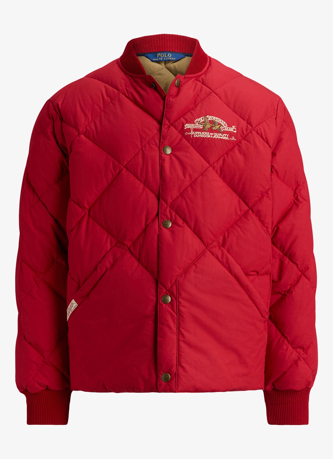 Ralph Lauren Gewatteerde jas met steekzakken en logoprint - voorkant 3 sweet tomato / rood