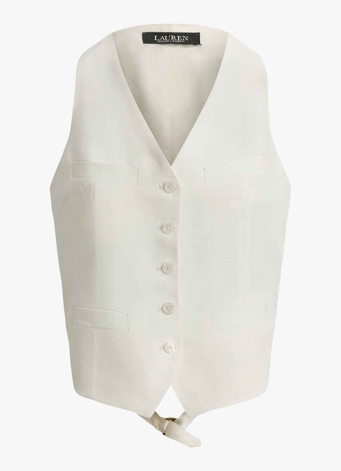 Ralph Lauren Gilet in linnenblend - voorkant white / wit