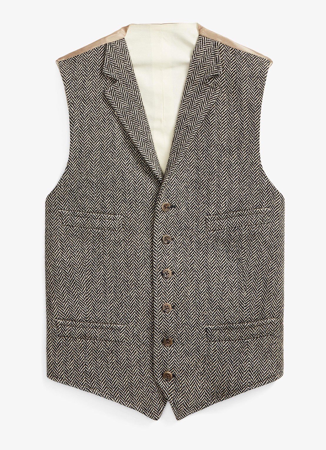 Ralph Lauren Gilet met paspelzakken - voorkant black and cream / zwart