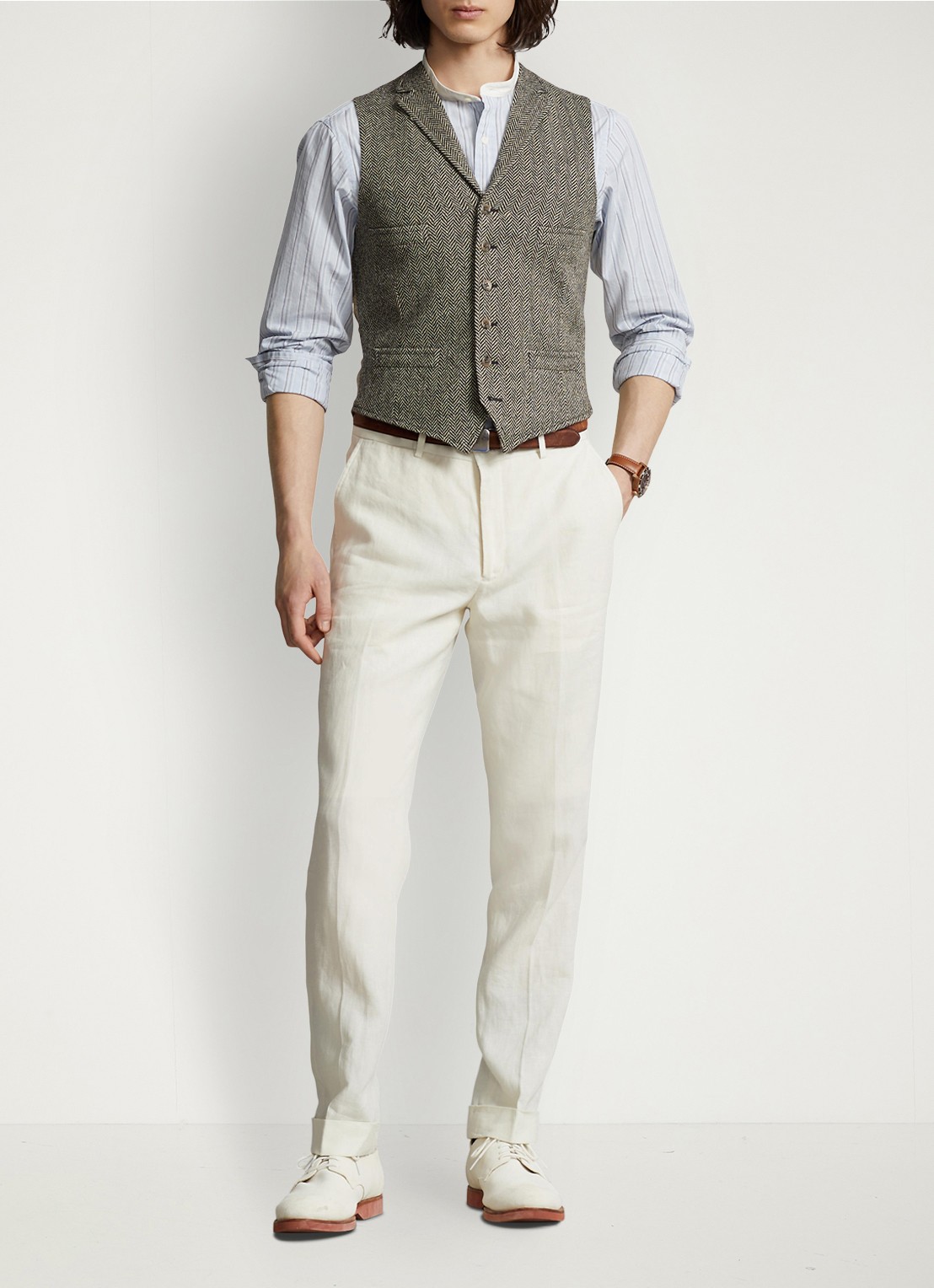 Ralph Lauren Gilet met paspelzakken - voorkant 2 black and cream / zwart