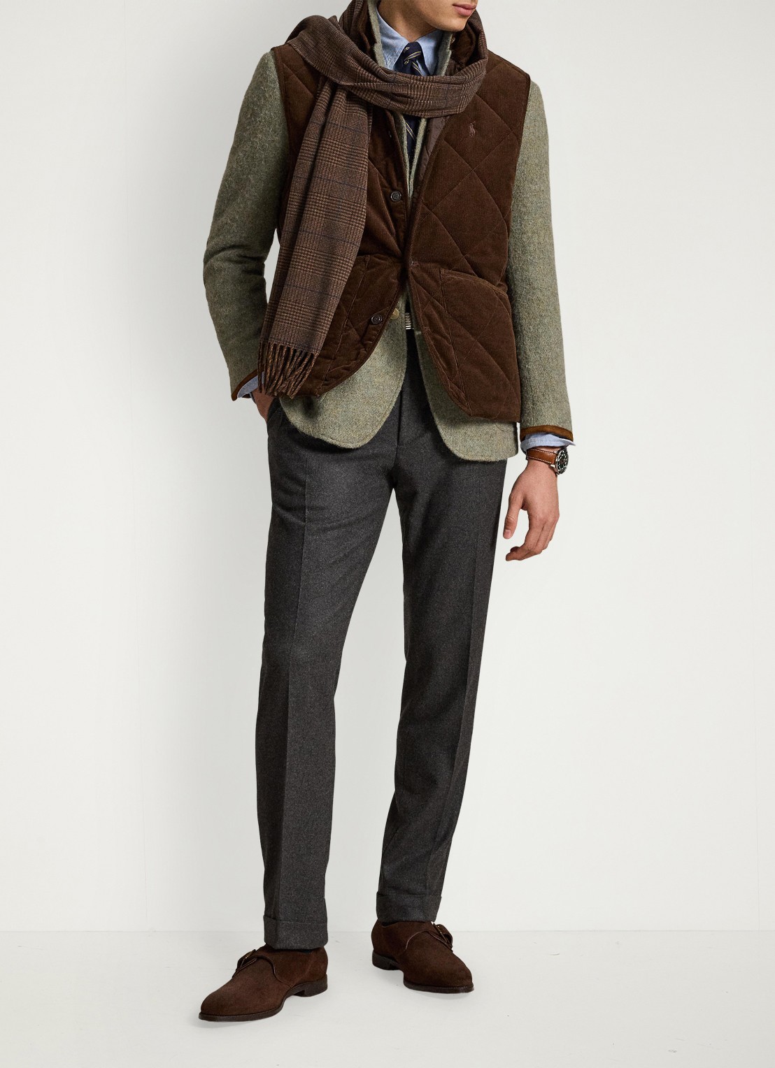 Ralph Lauren Gilet van corduroy met quilt patroon - detail 3 cooper brown-33h0 / bruin