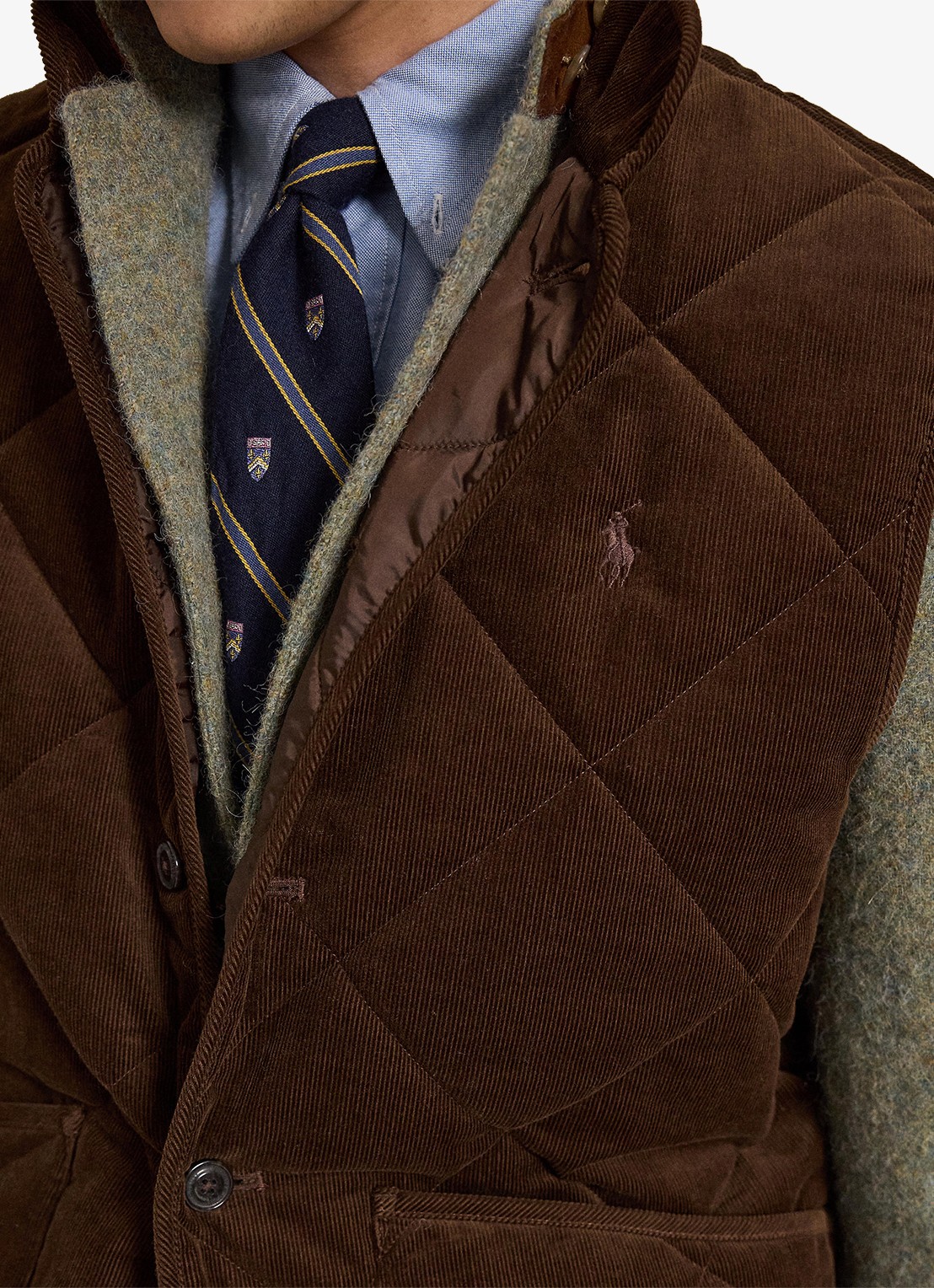 Ralph Lauren Gilet van corduroy met quilt patroon - detail 4 cooper brown-33h0 / bruin