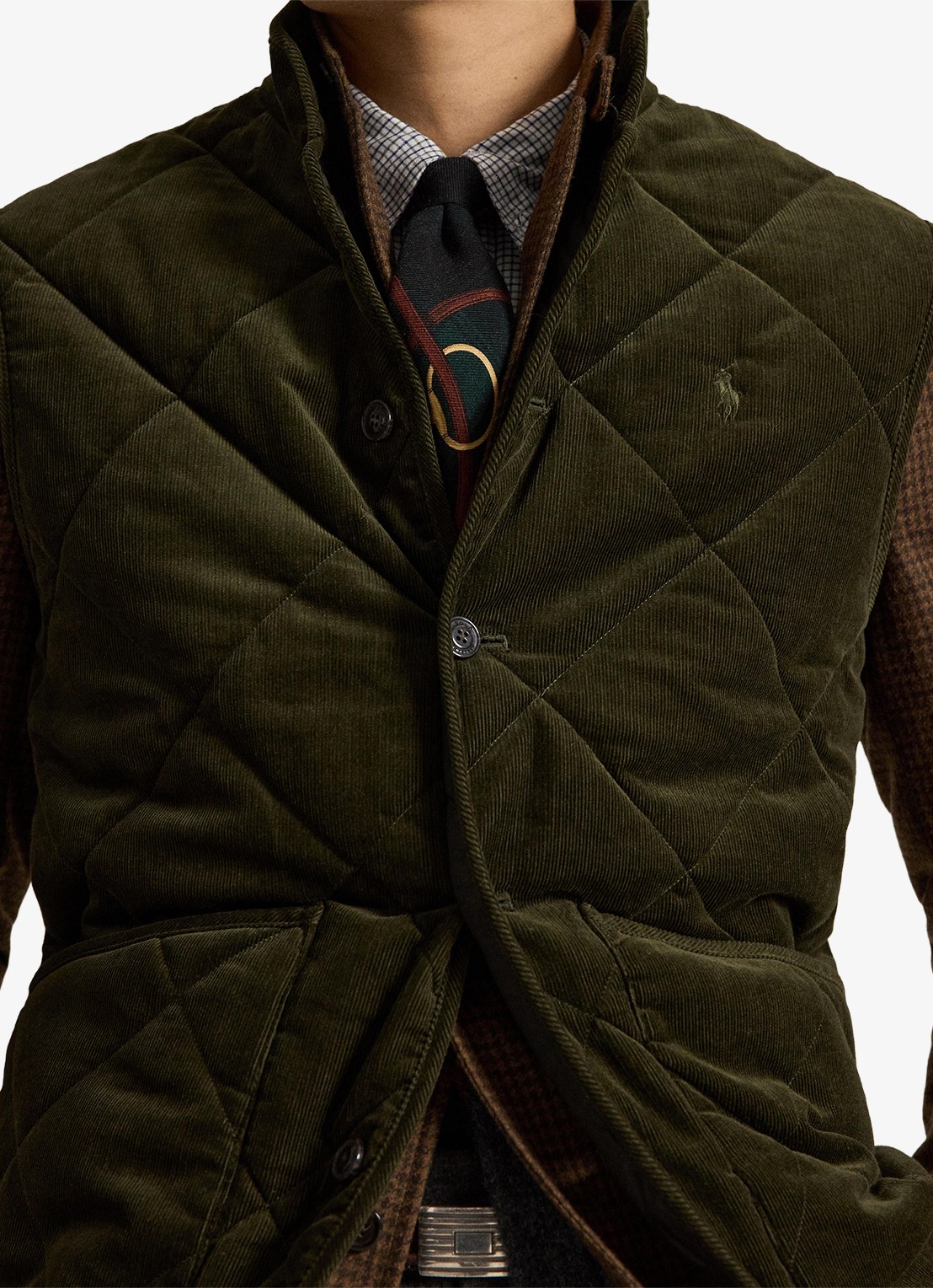 Ralph Lauren Gilet van corduroy met quilt patroon - detail 5 company olive-2ywd / olijfgroen