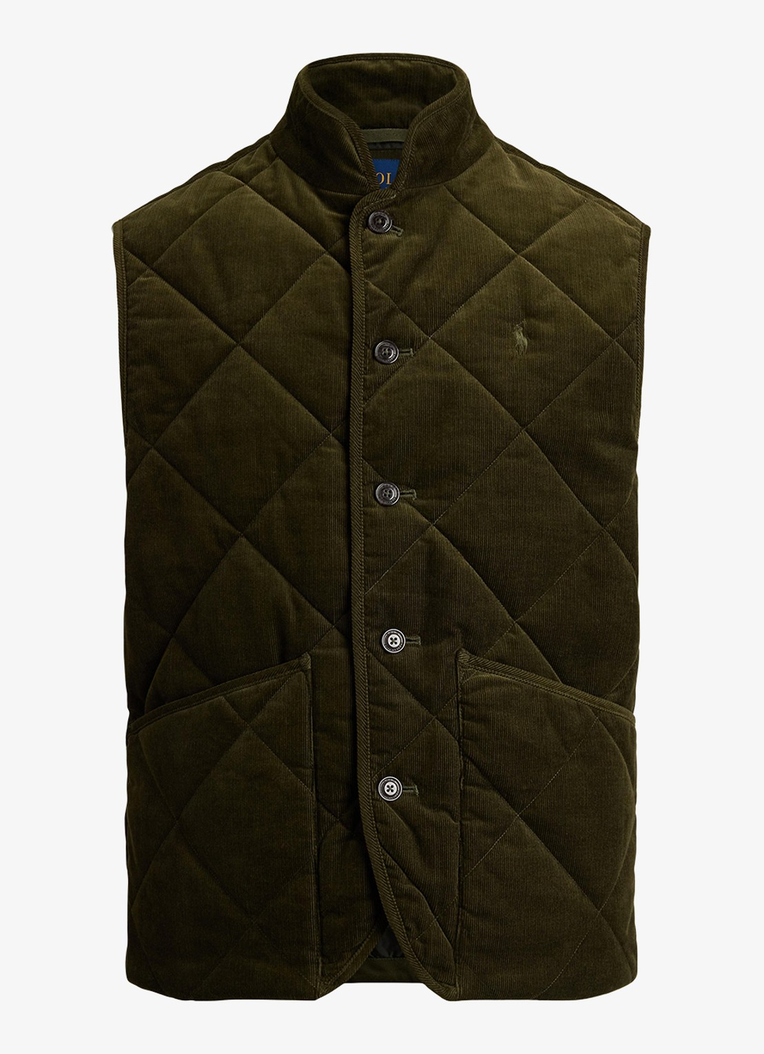 Ralph Lauren Gilet van corduroy met quilt patroon - voorkant 2 company olive-2ywd / olijfgroen