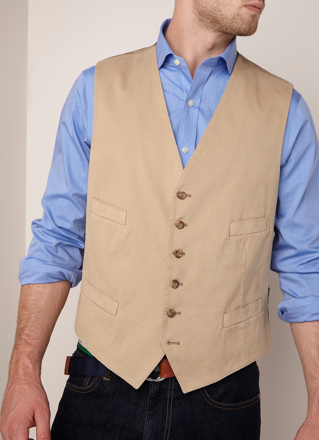 Ralph Lauren Gilet van katoen met strookzakken - detail 2 tan