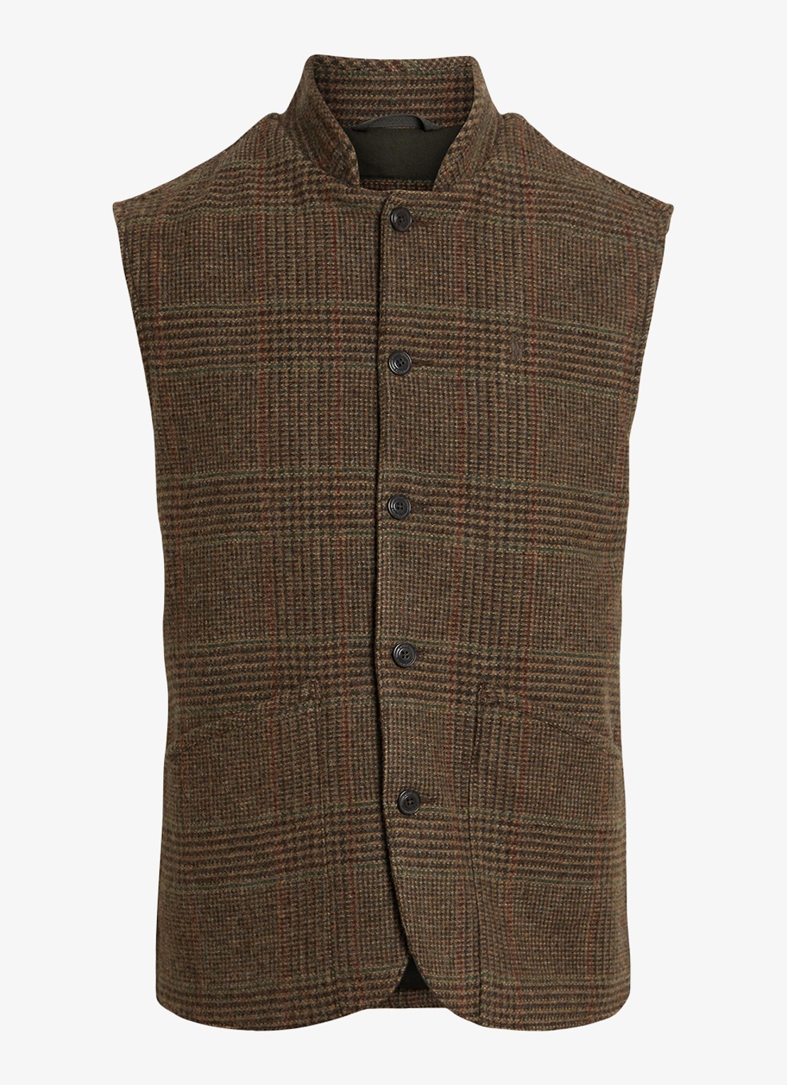 Ralph Lauren Gilet van wol met ruitdessin - voorkant 2 bruin