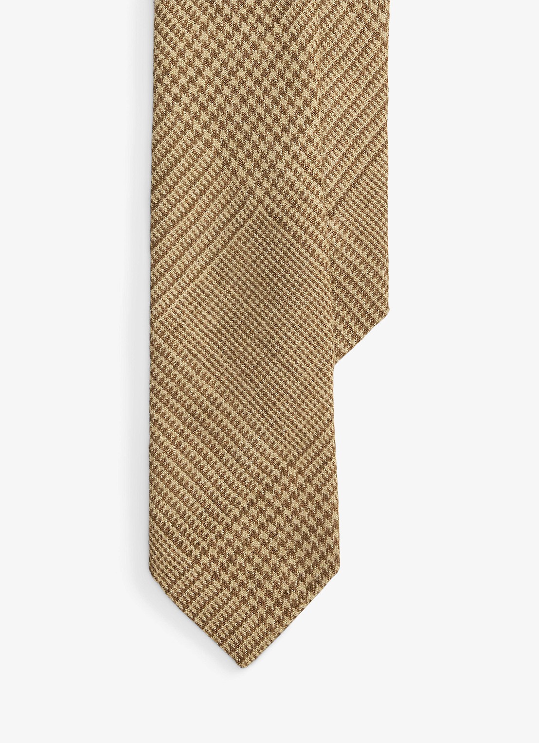Ralph Lauren Glen stropdas in zijdeblend met ruitdessin - voorkant brown/tan / bruin
