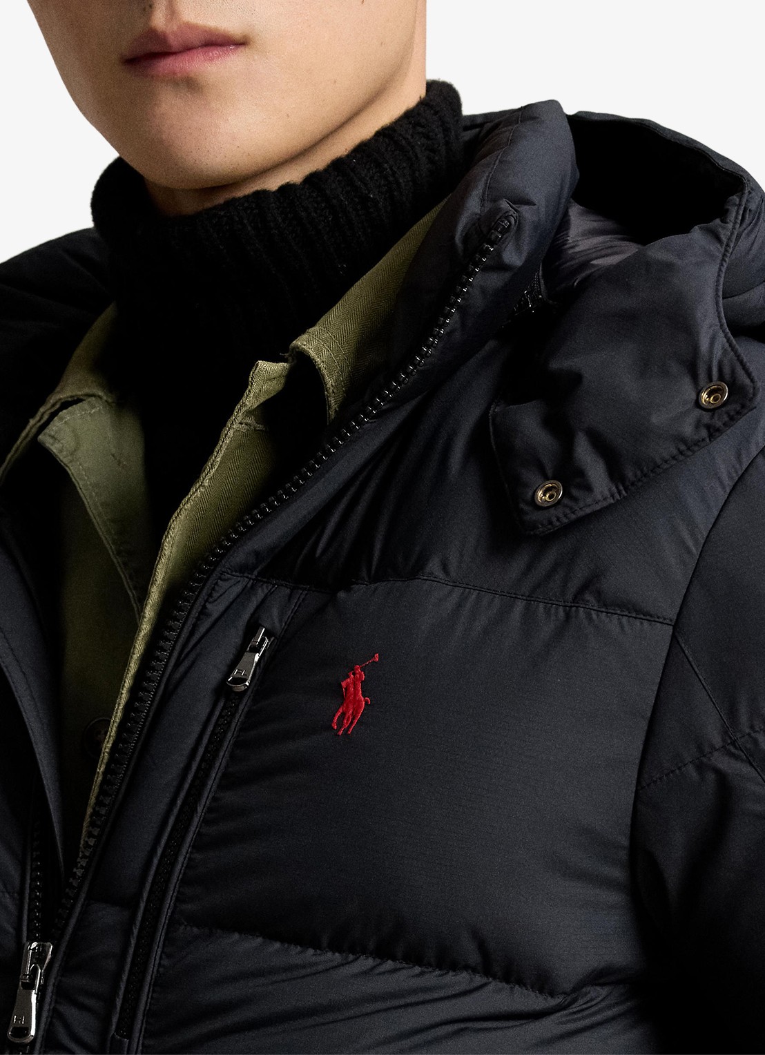 Ralph Lauren Gorham puffer jack met donsvulling en ritszakken - detail 3 polo black / zwart