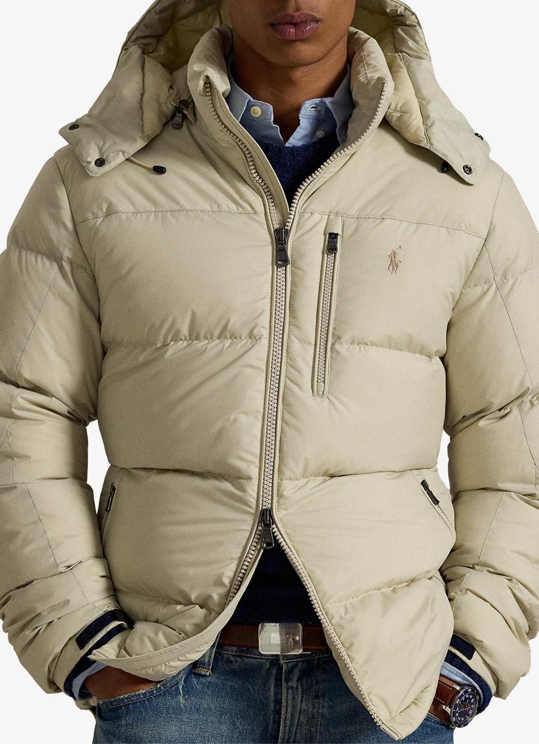 Ralph Lauren Gorham puffer jack met donsvulling en ritszakken - detail 5 basic sand / zand