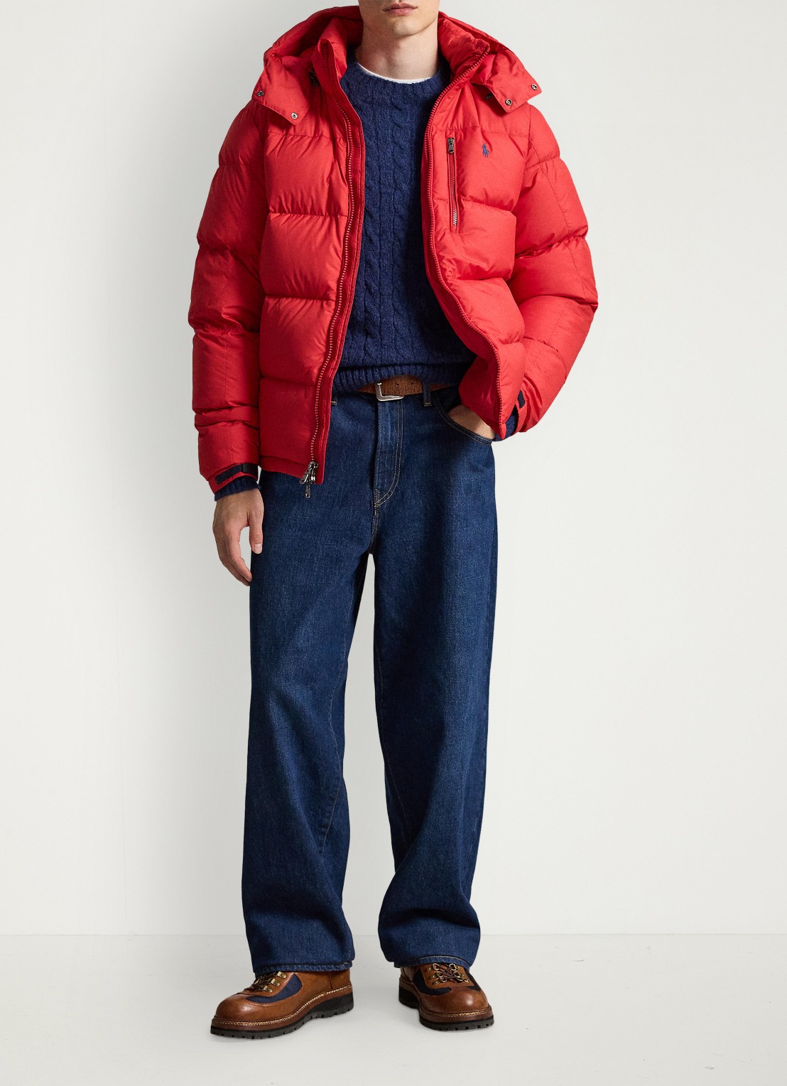 Ralph Lauren Gorham puffer jack met donsvulling en ritszakken - detail rl 2000 red / rood