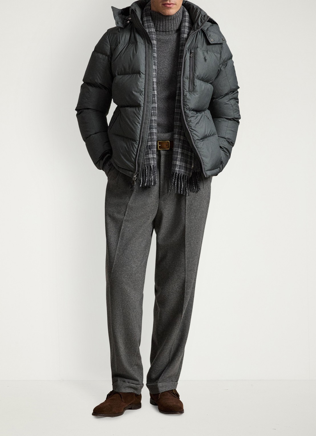Ralph Lauren Gorham puffer jack met donsvulling en ritszakken - detail 3 charcoal grey / grijs