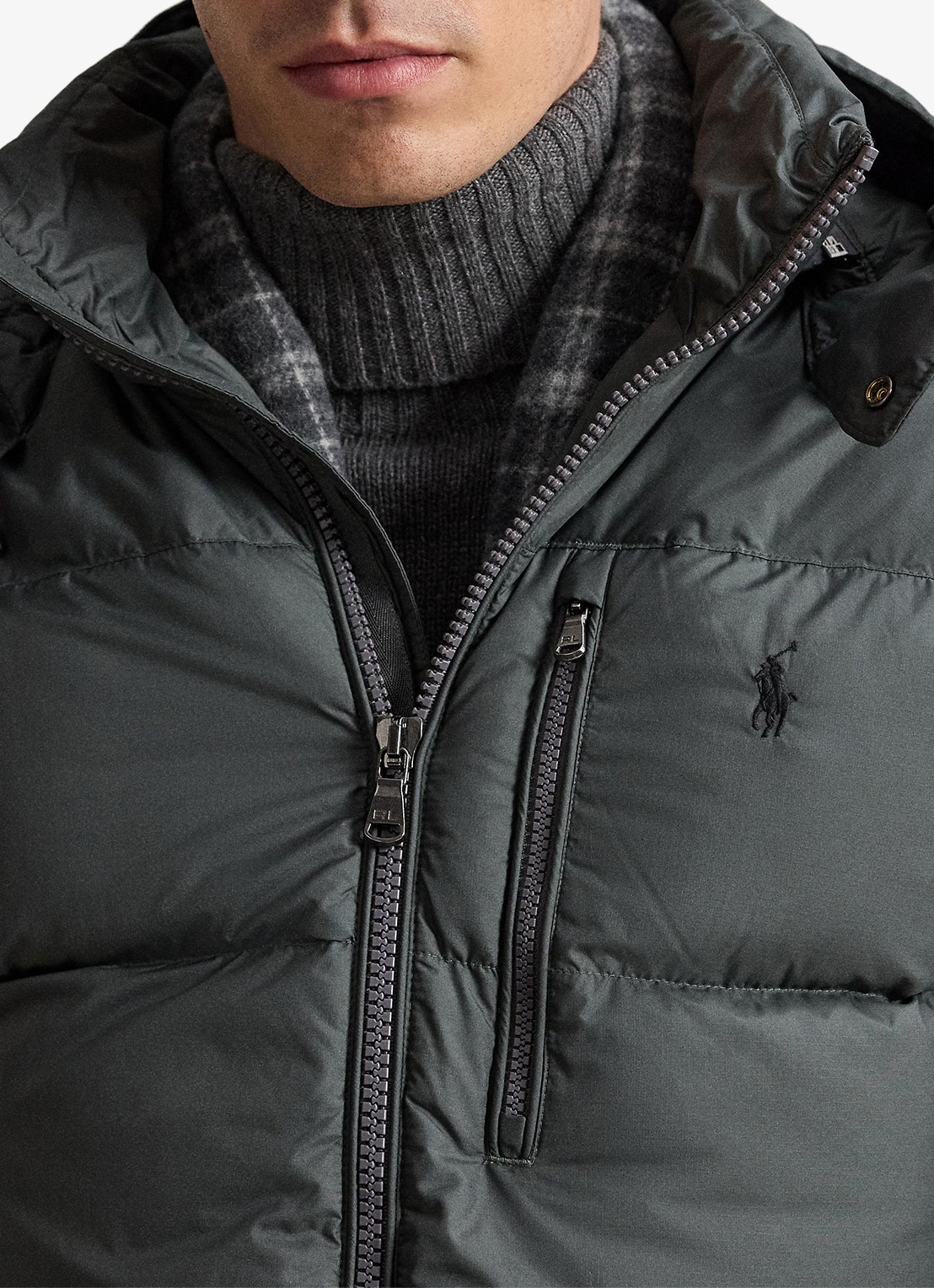Ralph Lauren Gorham puffer jack met donsvulling en ritszakken - detail 4 charcoal grey / grijs