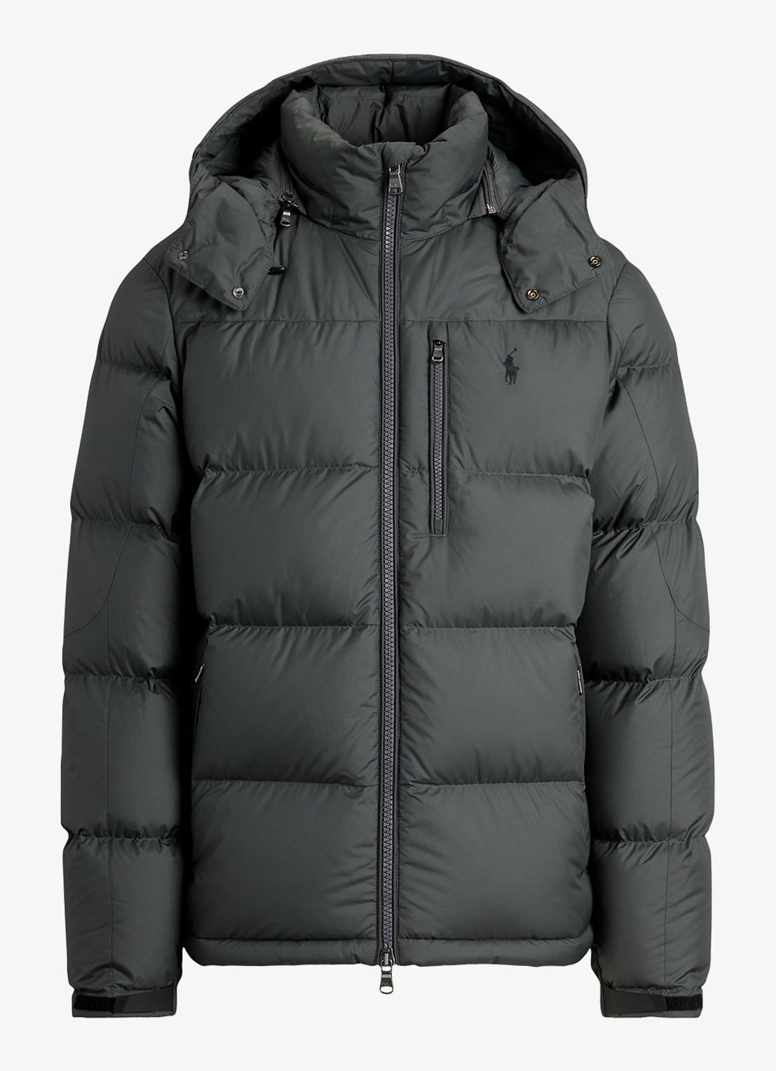 Ralph Lauren Gorham puffer jack met donsvulling en ritszakken - voorkant charcoal grey / grijs