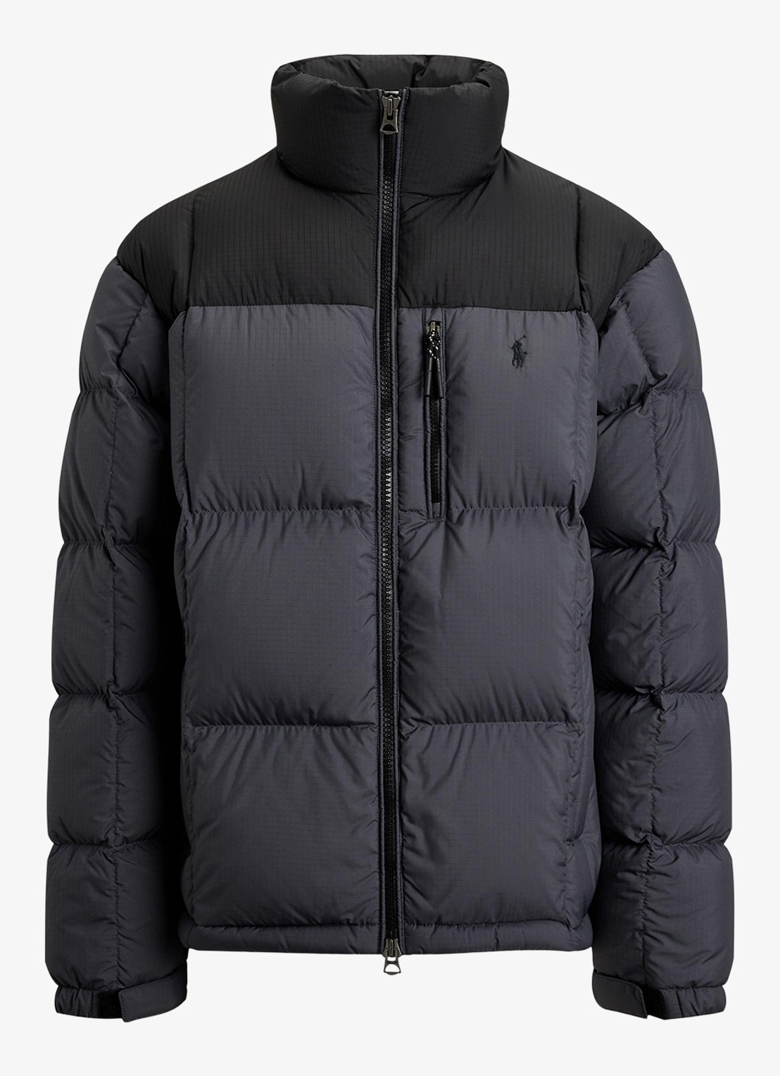 Ralph Lauren Gorham puffer jas met opstaande kraag - voorkant polo black / zwart