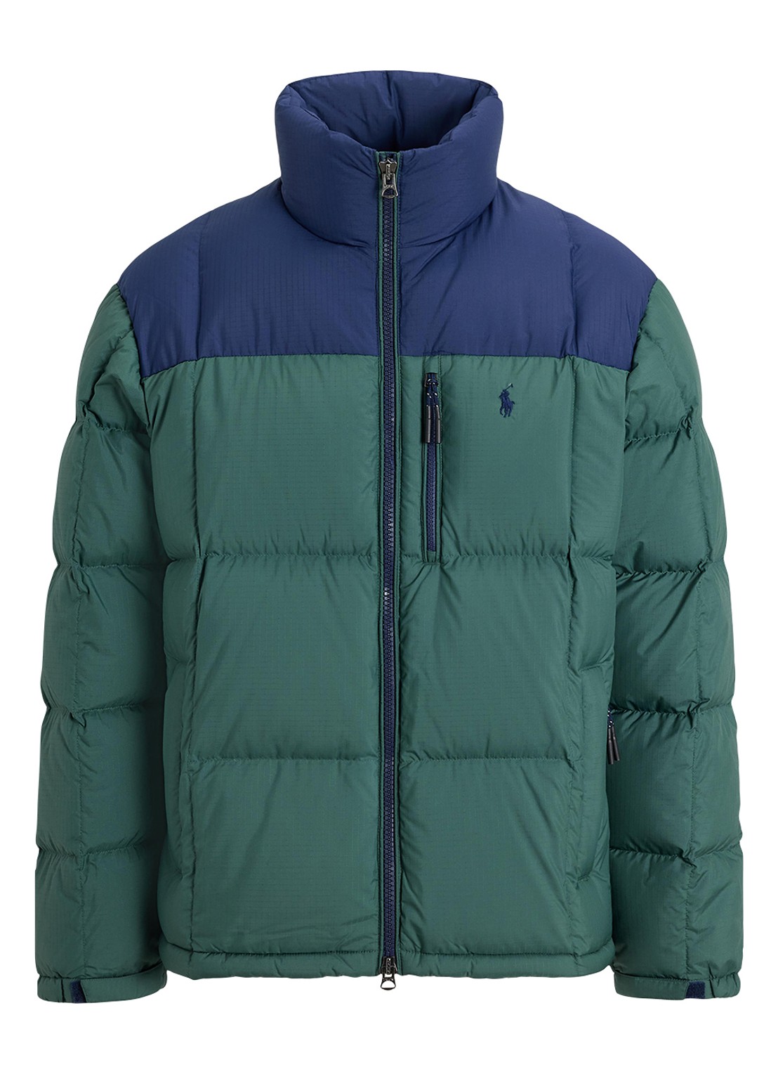 Ralph Lauren Gorham puffer jas met opstaande kraag - voorkant 3 charter green / groen